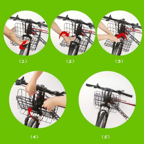 Bicycle Front Basket - Folding Wire Basket with Handles - Black