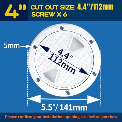 4 Inch Round Non-Slip Boat Hatch with Detachable Cover
