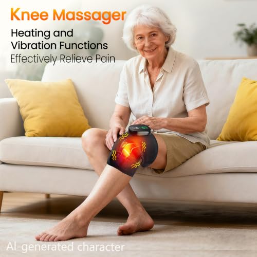 X-PREK Cordless Heated Knee Massager with Vibration - Black 1 Pack
