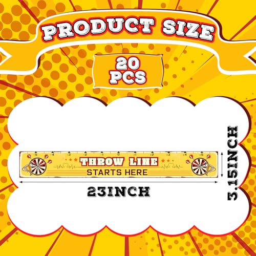 Fuyoooo 20-Pack Dart Throw Line Floor Stickers, 23 x 3.15 in Waterproof PVC Markers