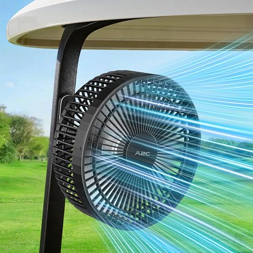 Magnetic Rechargeable Golf Cart Fan - 7.5-Inch, 10000mAh, Black