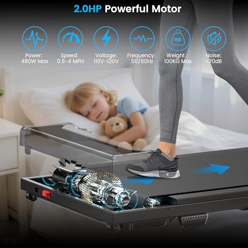 Under Desk Walking Treadmill with Remote Control - Compact & Adjustable