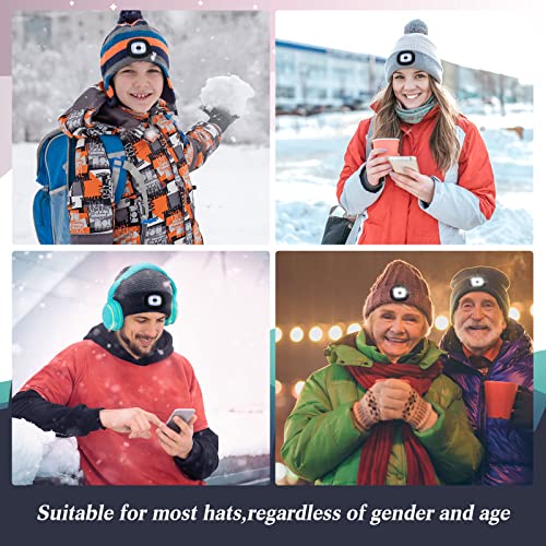 Mudder 4-Pack USB Rechargeable LED Beanie Hat Lights for Night Safety