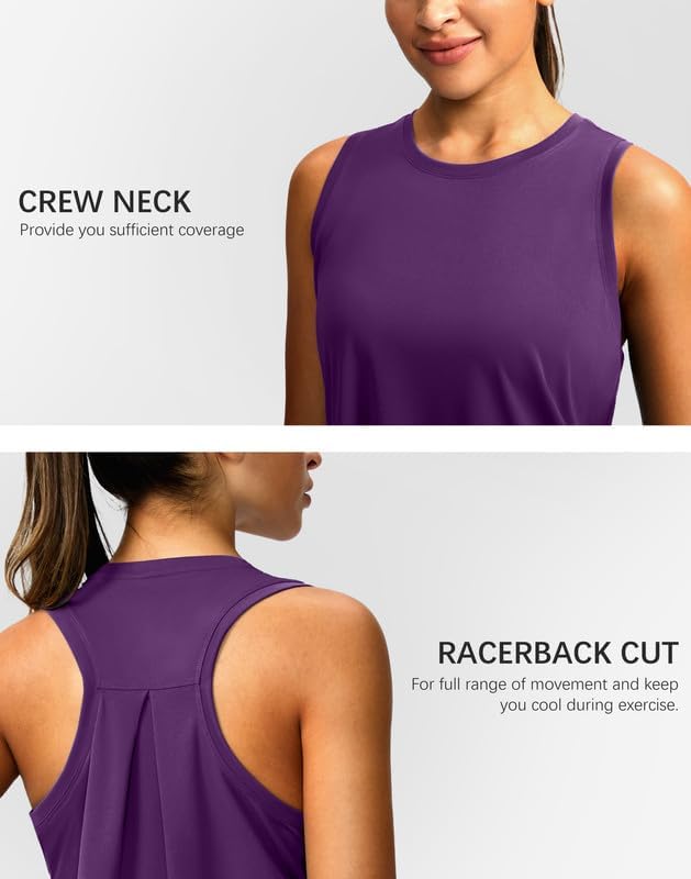 Skiennix Women's Racerback Athletic Tank Top - Sleeveless Loose Fit Yoga & Running Shirt