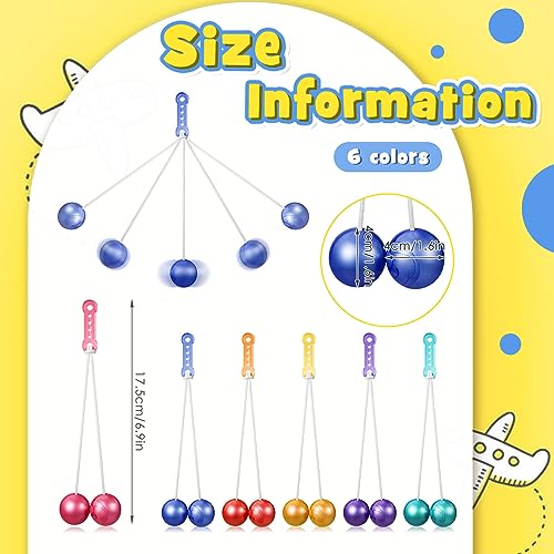 Liliful 6 pcs Colorful Clacker Balls on String - Hand-Eye Coordination Toy