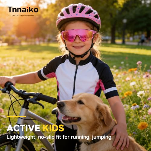 Kids Polarized Sunglasses - Pink Frame Pink Mirror Lens, UV Protection for Ages 3-12