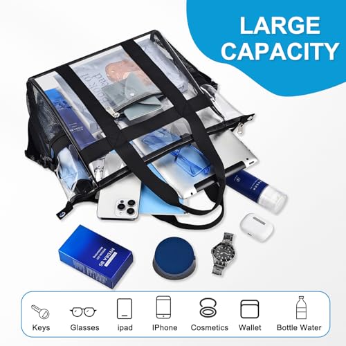 Clear Stadium Event Bag with Zipper & Adjustable Strap - 12" x 6.5" x 11.5"