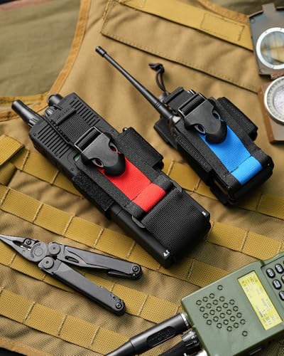 VIPERADE Black+Red MOLLE Radio Holster for Two-Way Radios Walkie Talkies