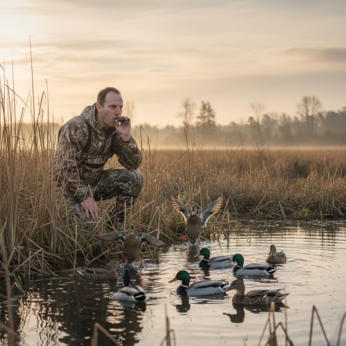 Wooden Duck Call Whistle - Realistic Sound for Mallard & Goose - Brown