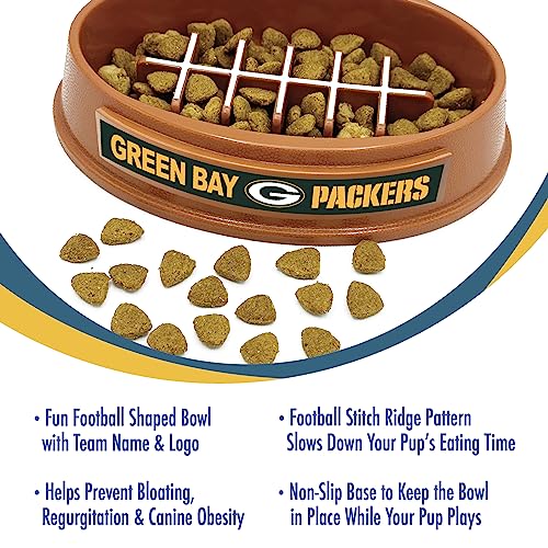 NFL Green Bay Packers Slow Feeder Dog & Cat Bowl - Football Design