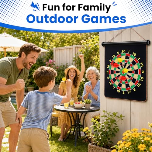 Rainbow Magnetic Dart Board for Kids - Double-Sided Indoor & Outdoor Toy Set