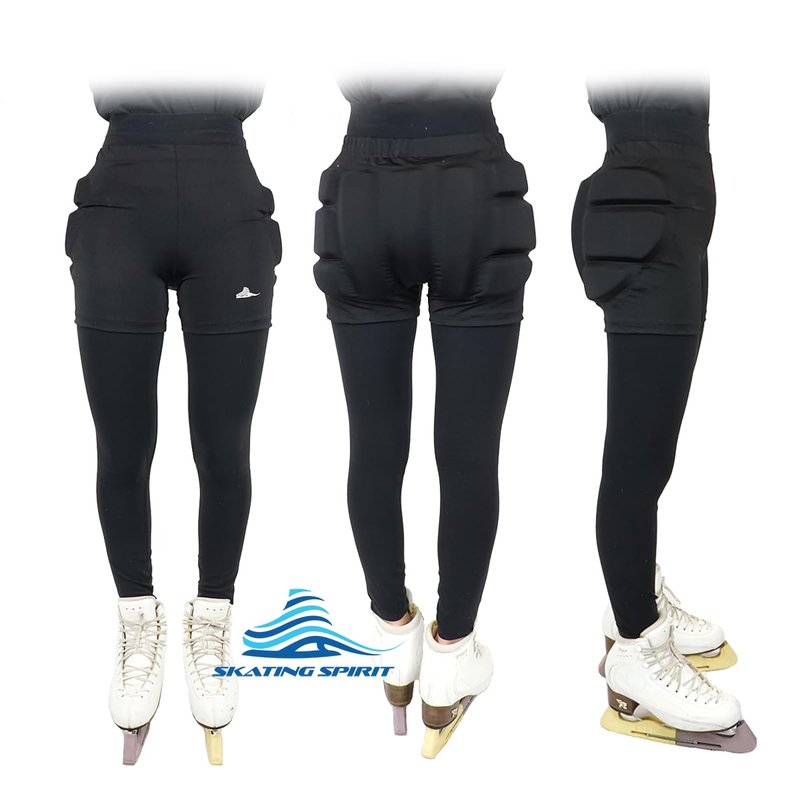 Skating Spirit Padded Shorts Protective Crash Pants Tailbone Hip Butt Pad for Ice Figure Roller Skating Skateboarding Skiing Snowboarding (L) Black