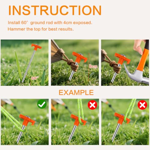Heavy-Duty 10 Pack 9.75 Inch Tent Stakes - Orange