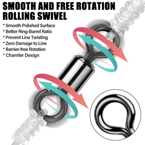 Fishing Barrel Swivels - Heavy Duty 88LB, 50-Pack