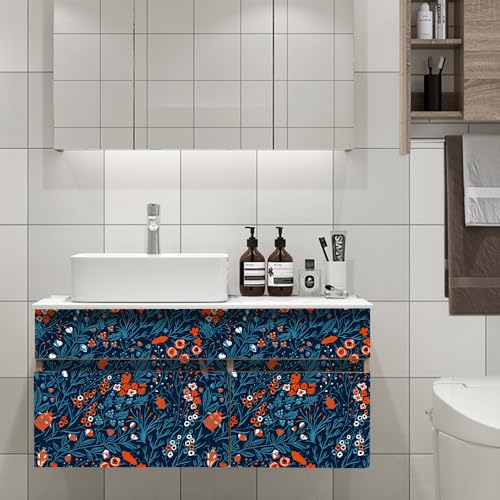 Peel and Stick Wallpaper,17.71"x118.1" Removable Waterproof Blue Tree Branch Wallpaper Decorative Vinyl Self-Adhesive Contact Paper for Living Room Bedroom Washroom Cabinet