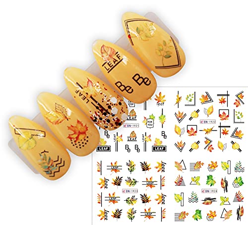 24 Sheets Fall Nail Art Stickers - Autumn Water Transfer Decals