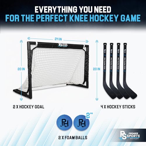 Mini Hockey Set - 4-Player Indoor Kit with Goals & Sticks