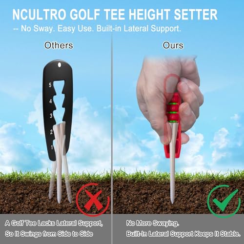 Adjustable Golf Tee Height Setter Tool - 6 Settings - Red