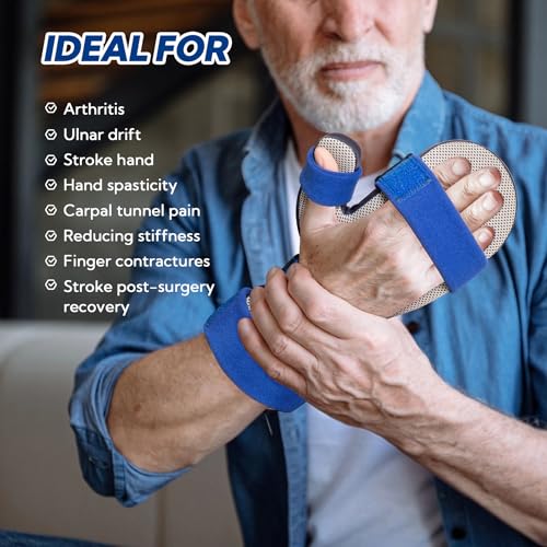 Resting Hand Splint, Stroke Hand Brace with Finger Support, Hand immobilizer for Carpal Tunnel Wrist Night Support, 5 fingers Straightening, Flexion Contractures, Fits Right & Left, M