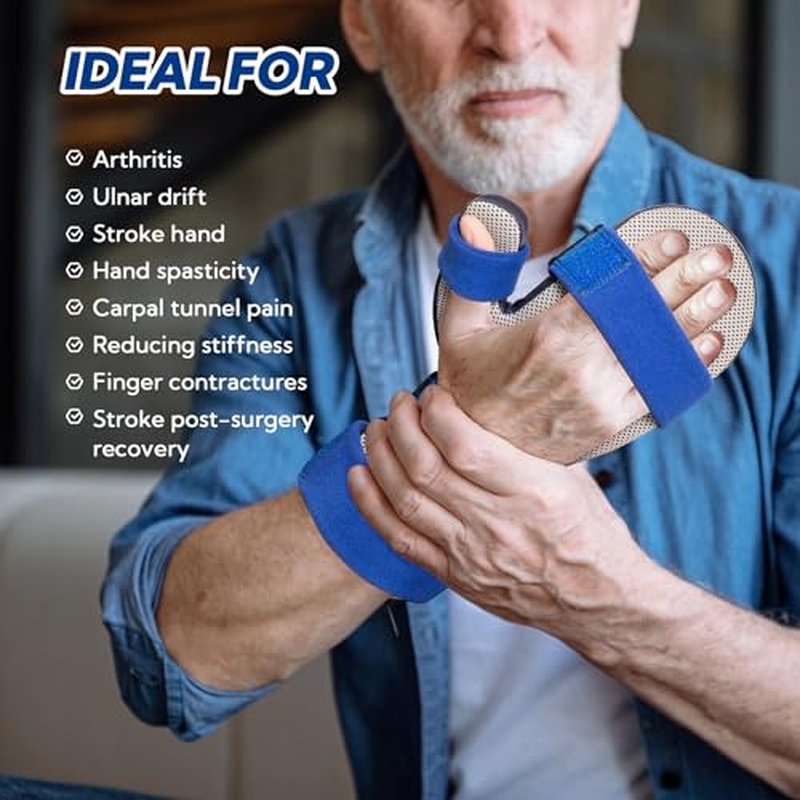 YiYame Resting Hand Splint, Stroke Hand Brace with Finger Support, Hand immobilizer for Carpal Tunnel Wrist Night Support, 5 fingers Straightening, Flexion Contractures, Fits Right & Left, M
