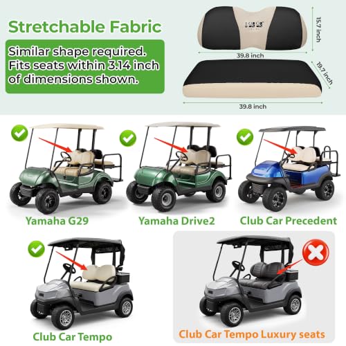 10L0L Golf Cart Seat Covers for Yamaha EZGO Club Car Precedent Tempo – Black + Beige