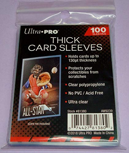 Extra Thick Card Sleeves for Standard Cards Up to 100pt - 100 Pack