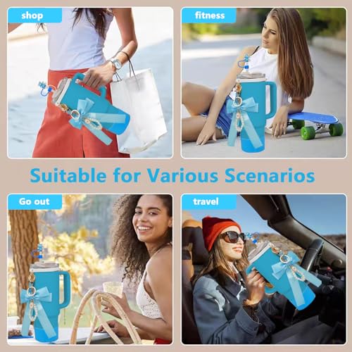 Tumbler Accessory Set with Handle Strap, Silicone Boot & Straw Topper - Blue
