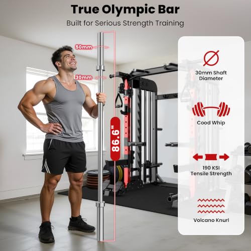 P43 Power Cage Smith Machine with 2000LB Squat Rack & LAT Pulldown