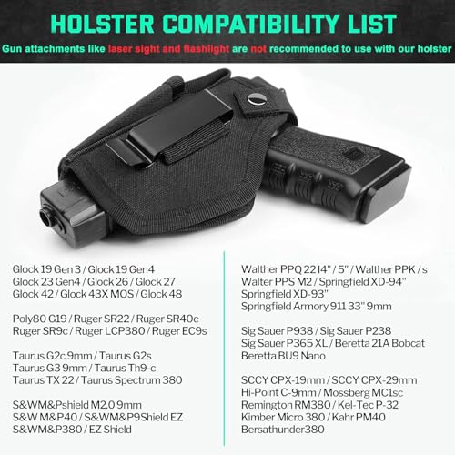 Universal Concealed Carry Holster for 9mm & .380 Pistols