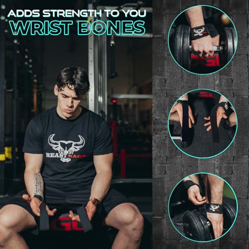 Lifting Wrist Straps - Padded Neoprene Grip for Weightlifting - Black