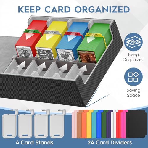 Large Capacity Trading Card Storage Box with Dividers & Stands