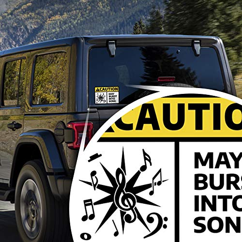 Caution May Burst Into Song Musical Notes Vinyl Decal Sticker - 2-Pack