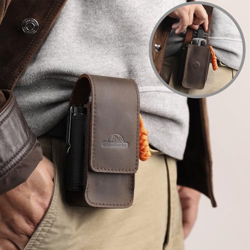 Topstache Large Darkbrown Leather Multitool Sheath for EDC Belt Organizer for Leatherman & Gerber
