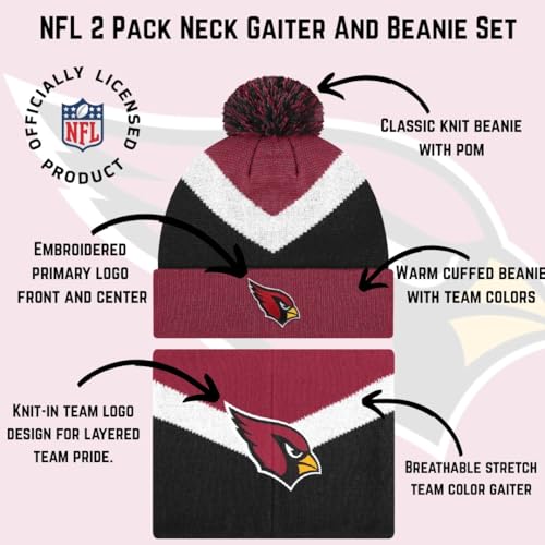 NFL Team Color Neck Warmer Gaiter & Beanie Hat Set - Unisex