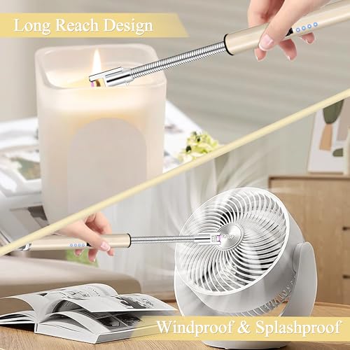 Electric Rechargeable Candle Lighter - Windproof Plasma Lighter - Gold