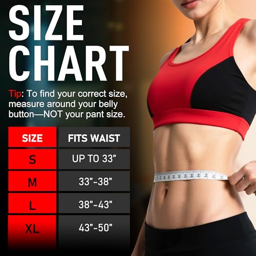 Sweat Waist Trainer for Women - Latex-Free Sauna Band, Medium Black