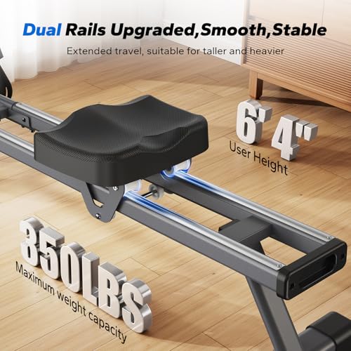 Magnetic Rowing Machine with Dual Slide Rail - 350 lbs Capacity