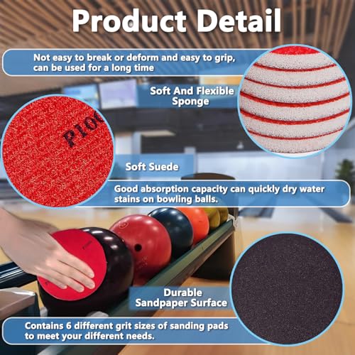 Bowling Ball Sanding Pads - 6 Grit Sizes for Polishing & Cleaning