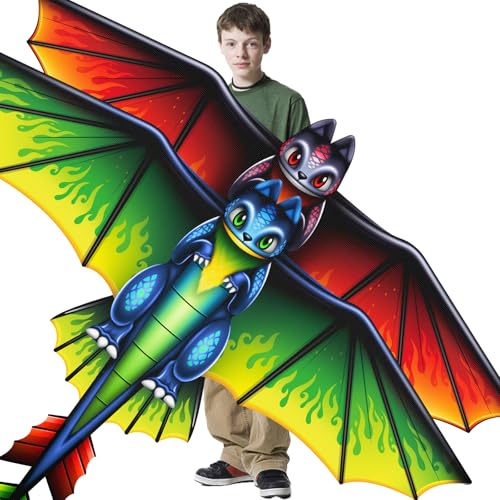 Multi Color Dragon Kite for Kids & Adults - Easy Fly Rainbow & Eagle Kites