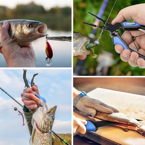 EZUVITA 7-Piece Fishing Tool Kit with Lip Gripper, Fillet Knife & Pliers