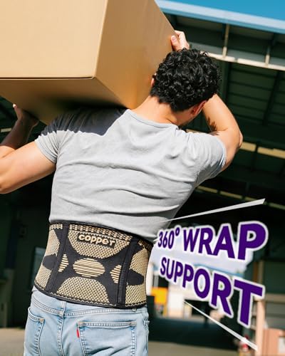 SoloEver Black Copper Lower Back Support Belt - Lumbar Pain Relief & Stabilizer