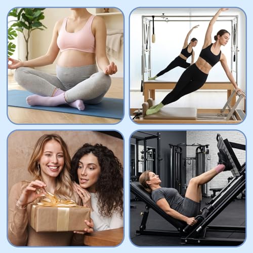 Non-Slip Pilates Grip Socks for Women - Blue, Green, Pink, White, Purple