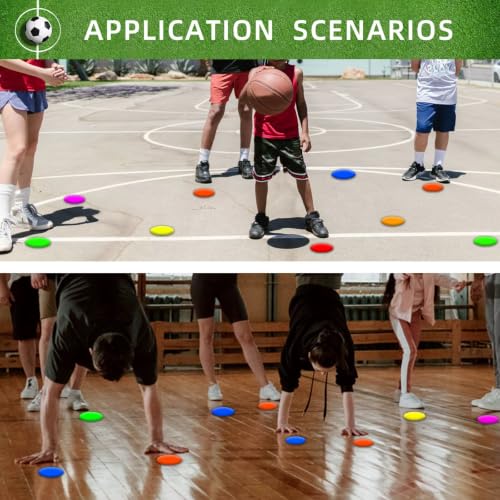 4-Inch Non-Slip Rubber Spot Markers - 24 Pack in 6 Colors