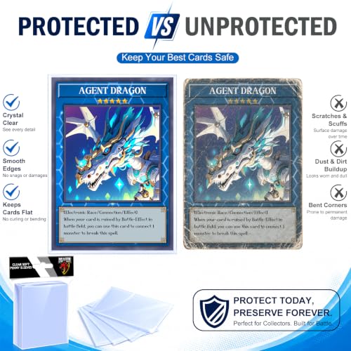 1000 Clear Card Sleeves for Trading Cards - Soft Penny Protectors