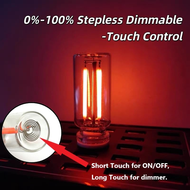 Poteital 4PCS Dimmable USB Touch Control Led Night Lights, Glass Plug in USB Light Bulbs, Cute Interior Car Lights, Retro Led Ambient Lighting, Small Mood Lamp for Bedroom, Hallway, Nursery, Camping