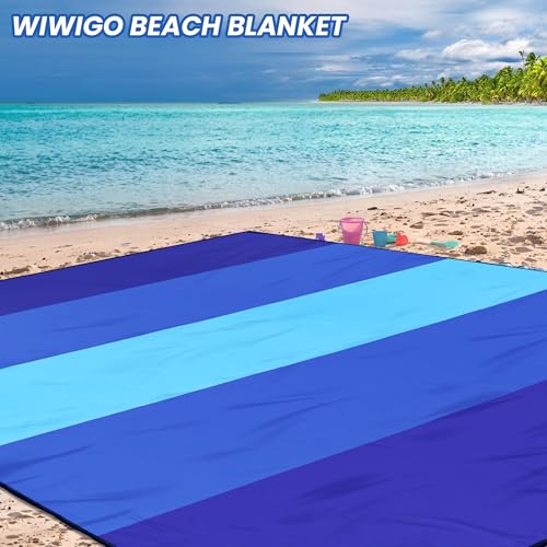 Extra Large Beach Blanket - Waterproof Sandproof Mat 79" x 83" - Blue