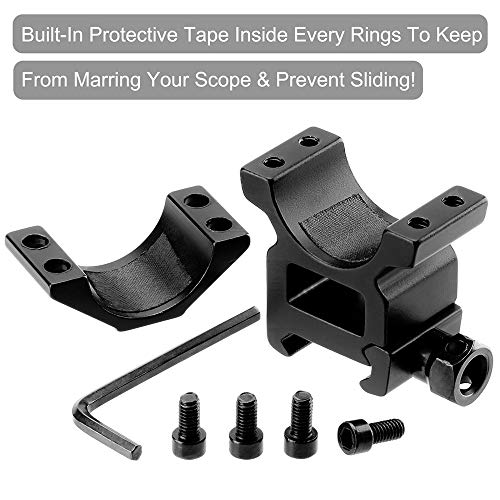 1 Inch High Profile Scope Rings - 2 Pcs Picatinny Mounts