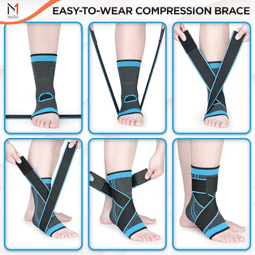 Adjustable Ankle Brace for Plantar Fasciitis & Support - Blue Regular