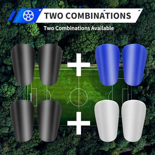 Mini Soccer Shin Guards - Lightweight Protection for Toddlers, Kids, Adults - Black & White