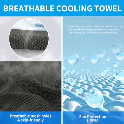 Cooling Towels 5 Pack - 40" x 12" Soft Microfiber for Yoga, Sports & Gym - Grey